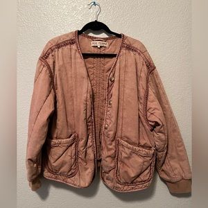 Free people mixed signals quilted jacket pink L